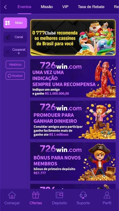 726win.com: Eventos e benefícios